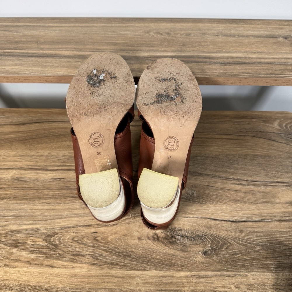 Anthropologie Emma Go Abigail Shooters Women's 36 Block Heel Clear Chestnut - Picture 6 of 7